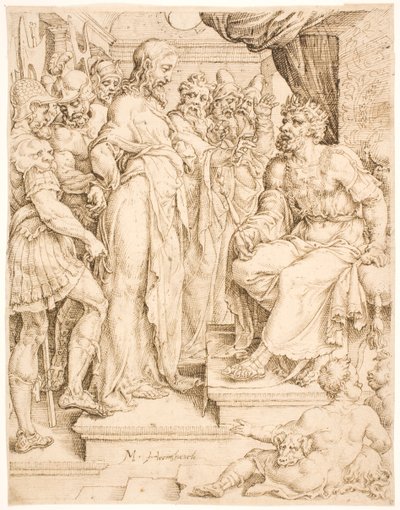 Chrystus przed Herodem autorstwa Maarten van Heemskerck