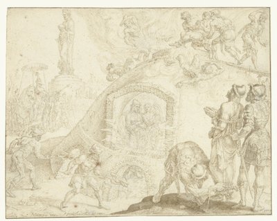 Trzech młodych mężczyzn zostaje wrzuconych do ognistego pieca Historia Trzech Młodych (tytuł serii) autorstwa Maarten van Heemskerck