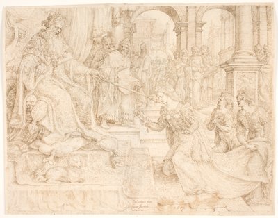 Estera przed Aswerusem autorstwa Maarten van Heemskerck