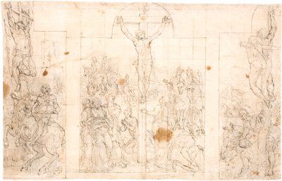 Studium wstępne do trójskrzydłowego ołtarza przedstawiającego Ukrzyżowanie autorstwa Maarten van Heemskerck