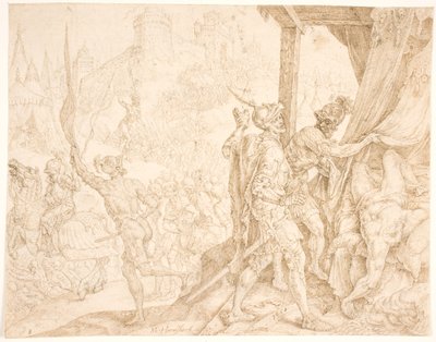 Ciało Holofernesa znalezione przez Bagoasa autorstwa Maarten van Heemskerck