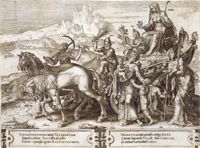 Pokora, tablica 7 z „Przełomu rzeczy ludzkich”, 1564 autorstwa Maarten van Heemskerck