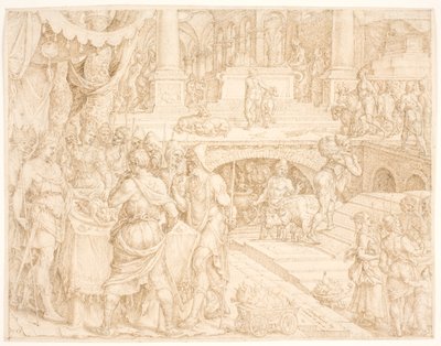 Jozjasz nakazuje, aby lud obchodził Paschę zgodnie z zapisami Księgi Przymierza”. autorstwa Maarten van Heemskerck