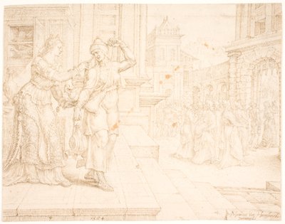 Judith przygotowuje się do pójścia do Obozu Wrogów autorstwa Maarten van Heemskerck