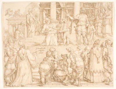 Księga Przymierza czytana mieszkańcom Jerozolimy” autorstwa Maarten van Heemskerck