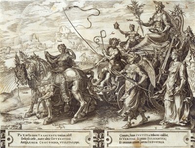 Pokój, tablica 8 z „Następstwa rzeczy ludzkich”, 1564 autorstwa Maarten van Heemskerck