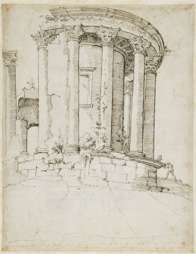 Okrągła świątynia w Tivoli autorstwa Maarten van Heemskerck