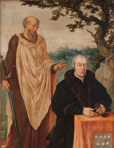 Sybilla Erytrea Lewe skrzydło tryptyku: Darczyńca Matelief Dammasz. i św. Paweł (z przodu) i Sybilla z Erytrei (z tyłu) autorstwa Maarten van Heemskerck
