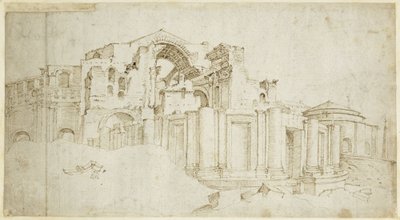 Południowy transept nowej bazyliki św. Piotra autorstwa Maarten van Heemskerck