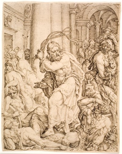 Wypędzenie ze świątyni autorstwa Maarten van Heemskerck