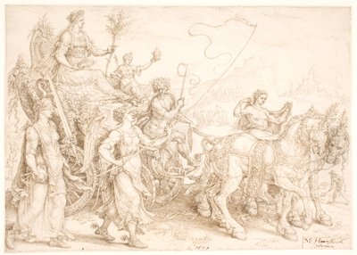 Rydwan triumfalny. Pax (pokój) autorstwa Maarten van Heemskerck