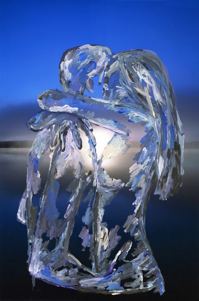 Blue Lovers, 2022 (farba akrylowa na archiwalnym druku pigmentowym) autorstwa Madeleine Gross