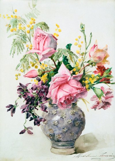 „Waza róż”, c1865-1928 autorstwa Madeleine Jeanne Lemaire