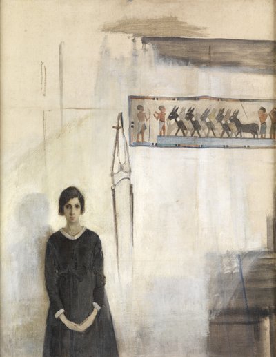 Autoportret z podwieszeniem egipskim (olej na pokładzie) autorstwa Madeline Emily Green
