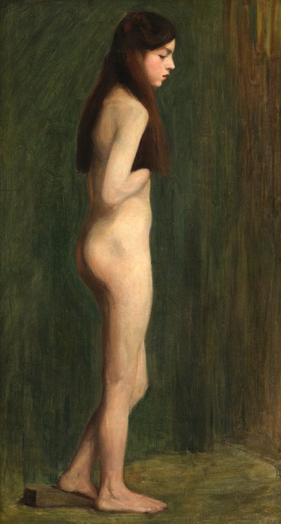 Akt studyjny w kolorze zielonym (olej na płótnie) autorstwa Madeline Emily Green