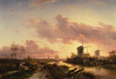 Ujście rzeki z postaciami naprawiającymi łódź, XVII w. autorstwa Maerten Fransz van der Hulst