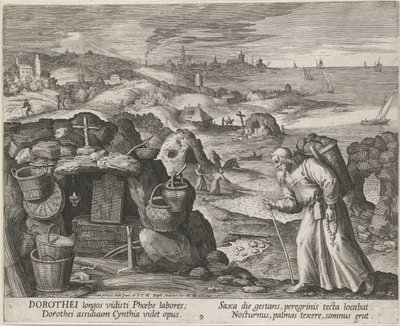 Św. Doroteusz z Gazy jako pustelnik, 1600 r. autorstwa Maerten Vos de