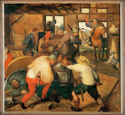 Bójka w pubie (obraz na drewnie dębowym) autorstwa Maerten van Cleve