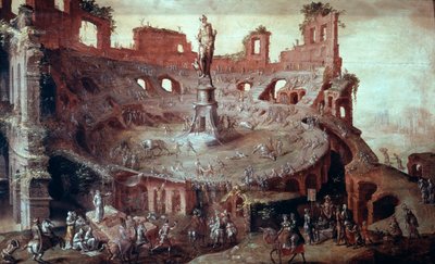 Walka byków a lAntique, 1552. autorstwa Maerten van Heemskerck