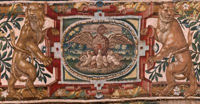 Muzeum Diecezjalne (Muzeum Diecezjalne). Flamandzki gobelin. Bruksela. Warsztaty François Geubels. Seria Historia Gideona. Izraelici przekazują swoją część łupu Gedeonowi. Jedwab i wełna. Zapis Biszou autorstwa Maerten van Heemskerck