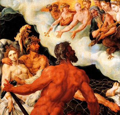 Mars i Wenus uwięzione w sieci Wulkana autorstwa Maerten van Heemskerck
