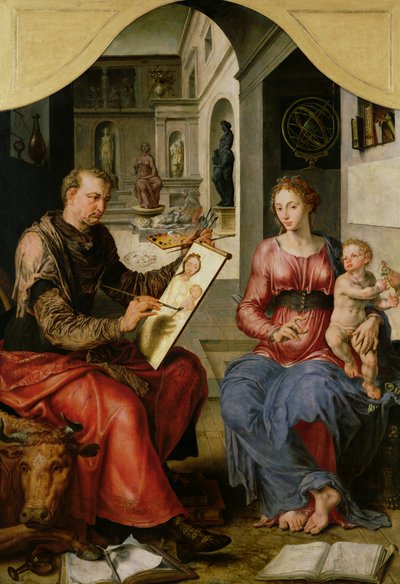 Św. Łukasz malujący Dziewicę, ok.1545 autorstwa Maerten van Heemskerck