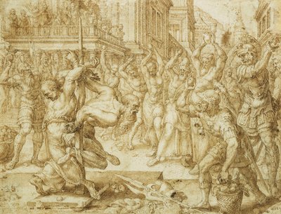 Ukamienowanie starszych, z Historii Zuzanny, 1562 autorstwa Maerten van Heemskerck