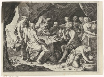 Scena z Metamorfoz Owidiusza: posiłek w jaskini autorstwa Magdalena van de Passe (attributed to)