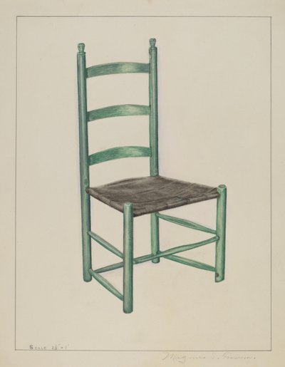 Krzesło z oparciem drabinkowym - zwane krzesłem wstrząsającym 1936. autorstwa Magnus S. Fossum