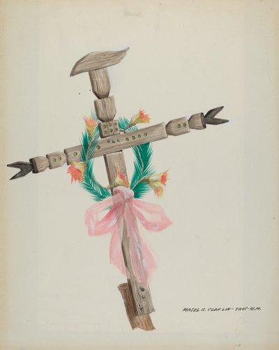 Rzeźbiony krzyż - grób, ok. 1900 r. 1937. autorstwa Majel G. Claflin