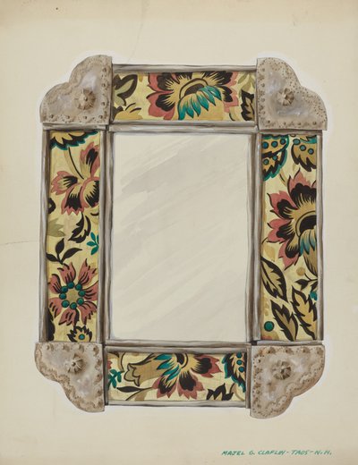 Lustro, oprawione w panele ścienne, obramowane cyną, ok. 1900 r. 1938. autorstwa Majel G. Claflin