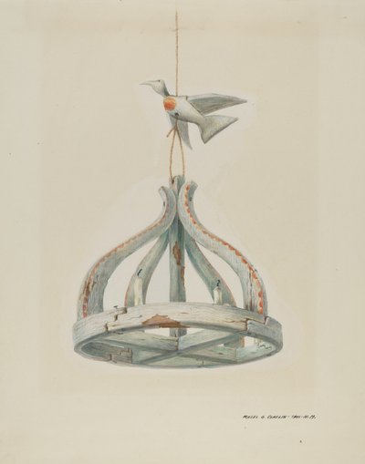 Jeden malowany, Drewniany kandelabr z gołębiem, ok. 1900 r. 1937. autorstwa Majel G. Claflin