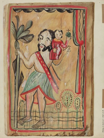 Retablo - San Christopher, 19351942. autorstwa Majel G. Claflin