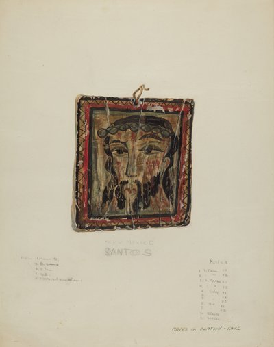Mała Głowa Christo - Retablo, ok. 1900 r. 1940. autorstwa Majel G. Claflin