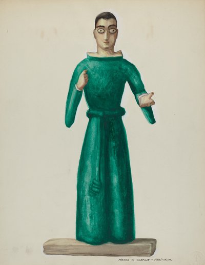 Drewniane Santo w jasnozielonej sukience, 19351942. autorstwa Majel G. Claflin