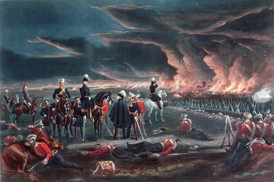 Nocny biwak armii brytyjskiej w Ferozshah, 21 grudnia 1845, opublikowany przez Ackermann autorstwa Major G.F. (after) White