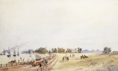 Widok fortu i miasta, Kalkuta, 1854 autorstwa Major General Sir Charles Walters DOyly