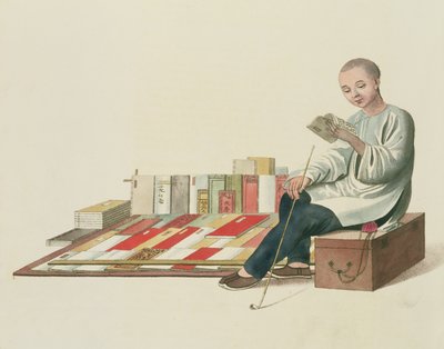 A Bookseller, tablica 6 z "The Costume of China", wyryta przez J. Dadley, 1800 r. autorstwa Major George Henry Mason