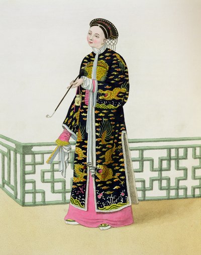 Dama dystyngowana w swoim zwyczaju ceremonialnym, tablica 60 z "The Costume of China", rycina J. Dadley, 1800 r. autorstwa Major George Henry Mason