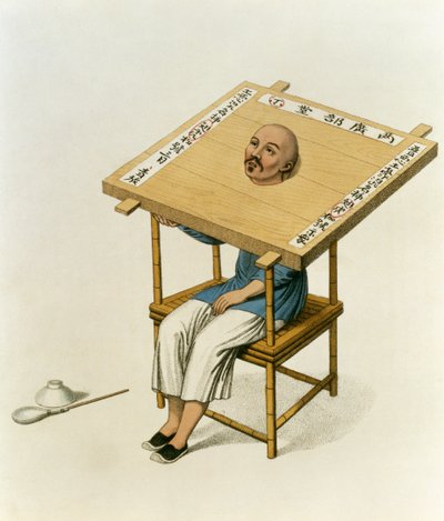 Kara drewnianego kołnierza, tablica 13 z „Kara Chin”, ryt. J. Dadley, 1804 autorstwa Major George Henry Mason