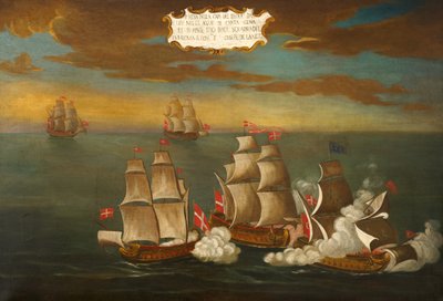 Zdobycie tureckiego statku przez eskadrę Zakonu, statki pod dowództwem frere Giuseppe de Langu, niedaleko Kartaginy autorstwa Maltese School