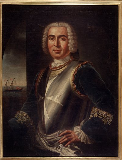 Portret rycerza Pierre Andre de Suffren z Saint Tropez (Saint-Tropez), komornika Suffren (1729-1788) - Sztuka maltańska - XVIII wiek, 99 x 76 cm autorstwa Maltese School
