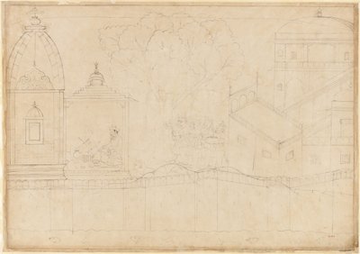Indrajit składa ofiary: Folio z serii Oblężenie Lanki, ca. 1725. autorstwa Manaku