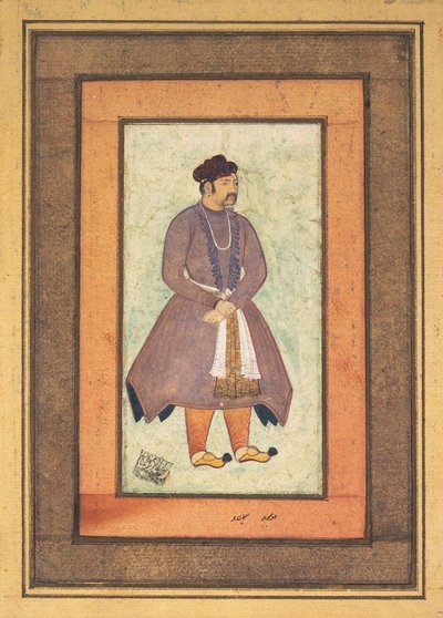 Portret Akbara Wielkiego 1542-1605, cesarza Mogołów, druga połowa XVI wieku. autorstwa Manohar