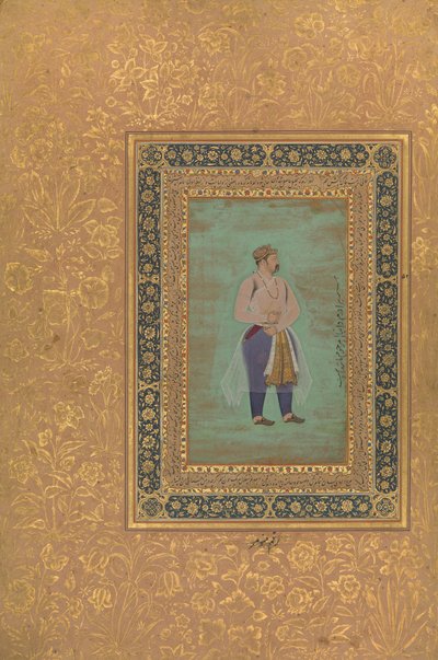 na odwrocie: portret księcia Danyala, folio z albumu Szahdżahan, na odwrocie: koniec XVI wieku. autorstwa Manohar