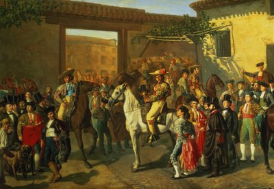 Konie na dziedzińcu areny przed walką byków, Madryt, 1853 (więcej) autorstwa Manuel Castellano