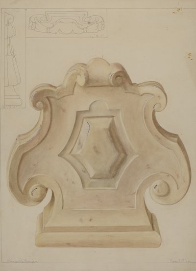 Marmurowa ozdoba od szczytu kominka, ok. 1900 r. 1937. autorstwa Manuel G. Runyan