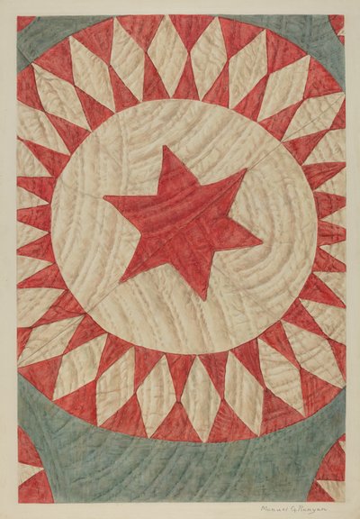 Kołdra z gwiazdą i pierścieniem, ok. 1938. autorstwa Manuel G. Runyan