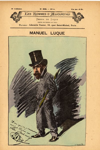 Okładka The Men of Today, nr 402, ilustracja Manuel Luque (1854-1919): Karykaturyści - Luque Manuel (1854-1924) autorstwa Manuel Luque