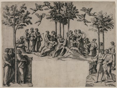 Apollo na Parnasie autorstwa Marcantonio Raimondi